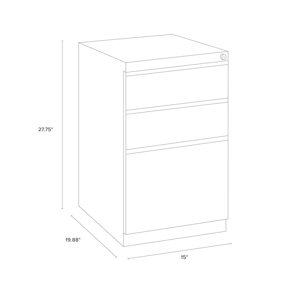 Hirsh 20" Deep Mobile Pedestal File Cabinet 3 Drawer Box-Box-File, Putty. Picture 2