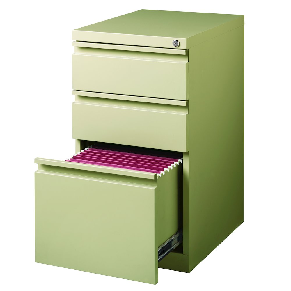 Hirsh 20" Deep Mobile Pedestal File Cabinet 3 Drawer Box-Box-File, Putty. Picture 5