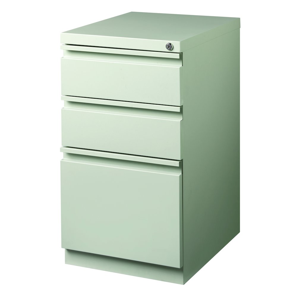 Hirsh 20" Deep Mobile Pedestal File Cabinet 3 Drawer Box-Box-File, Light Gray. Picture 4