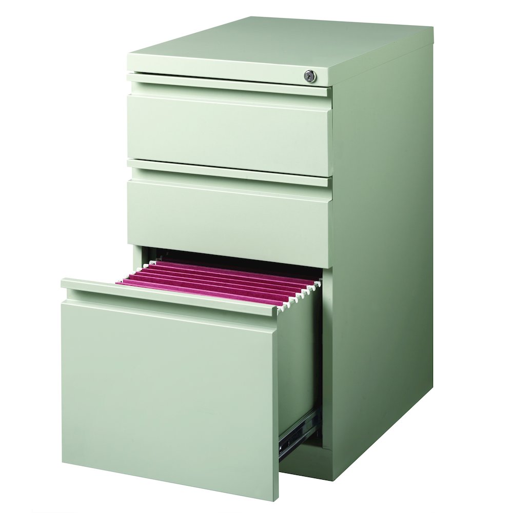 Hirsh 20" Deep Mobile Pedestal File Cabinet 3 Drawer Box-Box-File, Light Gray. Picture 5