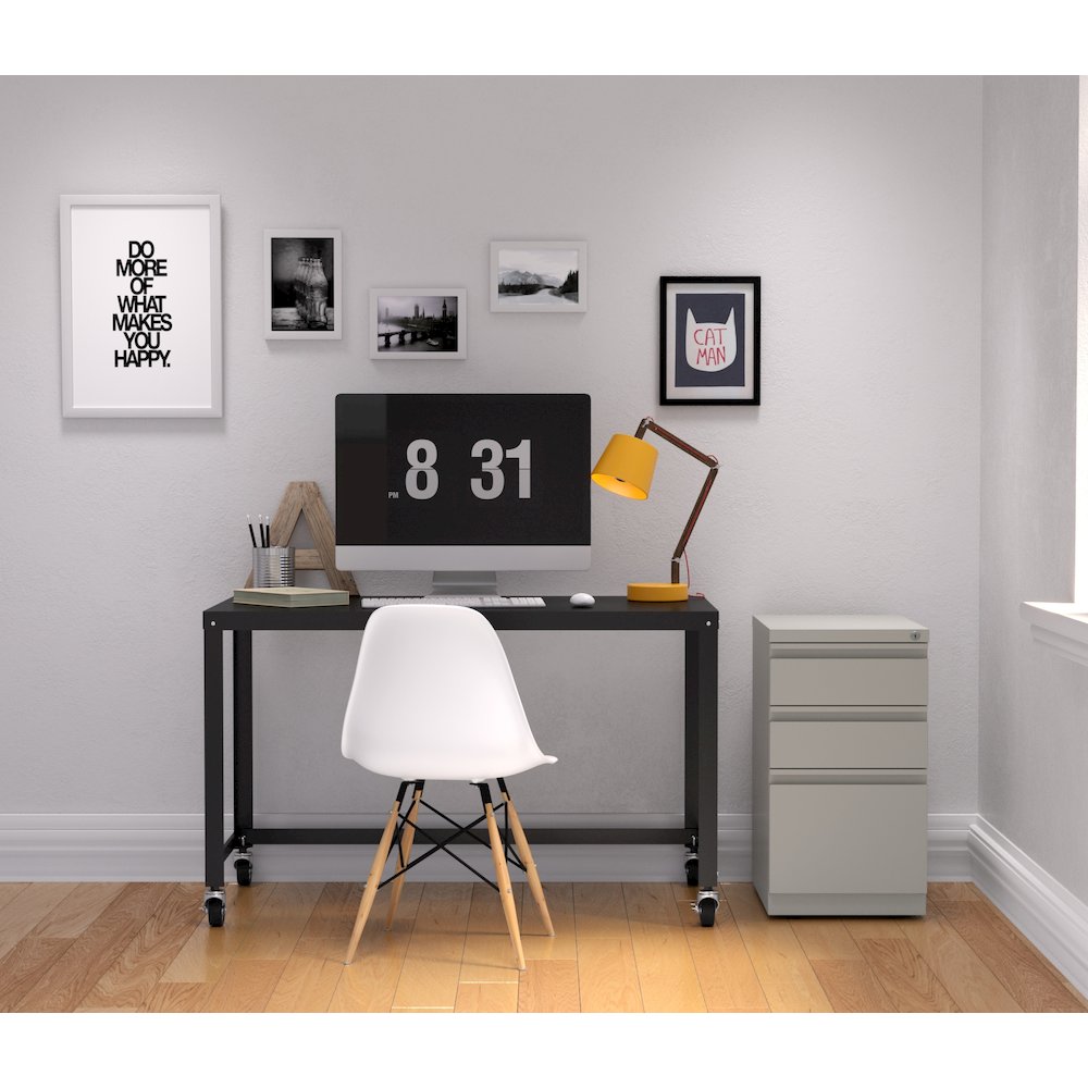 Hirsh 20" Deep Mobile Pedestal File Cabinet 3 Drawer Box-Box-File, Light Gray. Picture 7