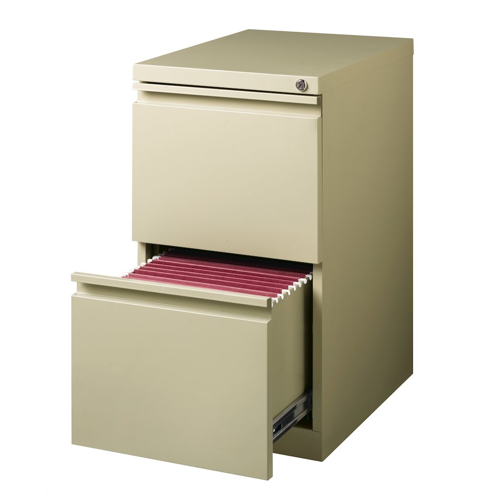 Hirsh 20" Deep Mobile Pedestal File Cabinet 2 Drawer File-File, Putty. Picture 3