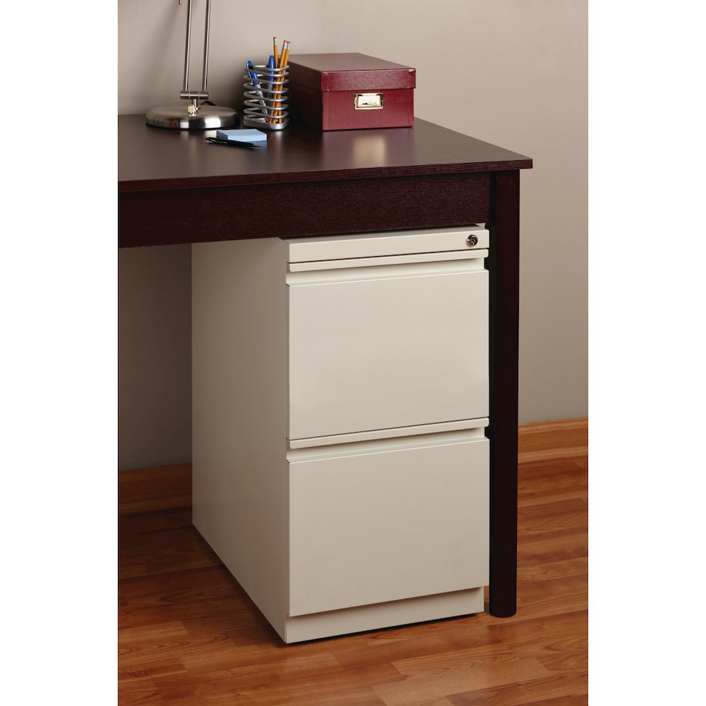 Hirsh 20" Deep Mobile Pedestal File Cabinet 2 Drawer File-File, Putty. Picture 6