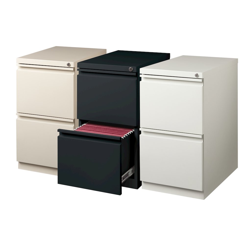 Hirsh 20" Deep Mobile Pedestal File Cabinet 2 Drawer File-File, Putty. Picture 8