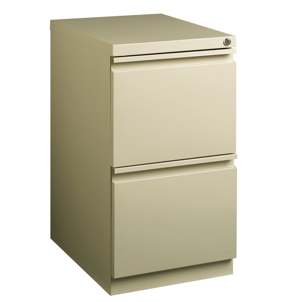 Hirsh 20" Deep Mobile Pedestal File Cabinet 2 Drawer File-File, Putty. Picture 11
