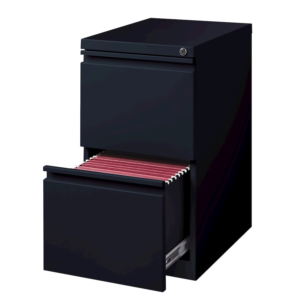 Hirsh 20" Deep Mobile Pedestal File Cabinet 2 Drawer File-File, Black. Picture 3