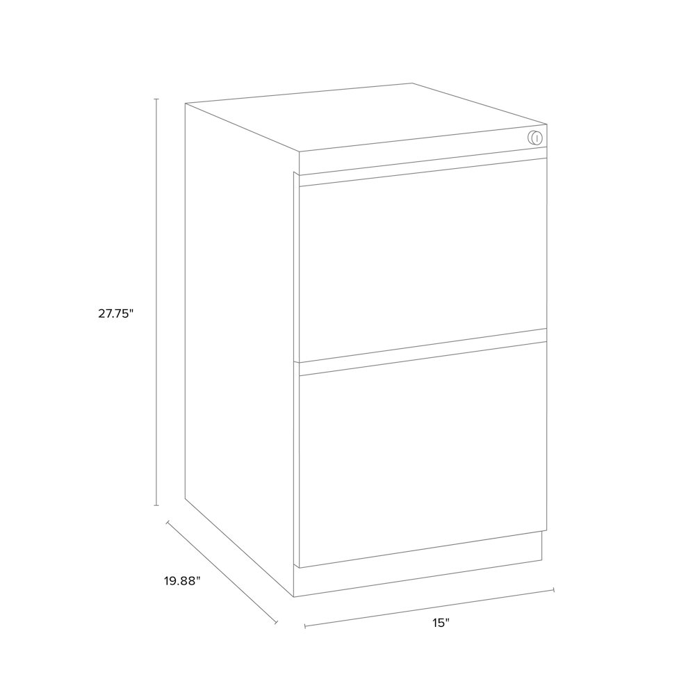 Hirsh 20" Deep Mobile Pedestal File Cabinet 2 Drawer File-File, Black. Picture 5