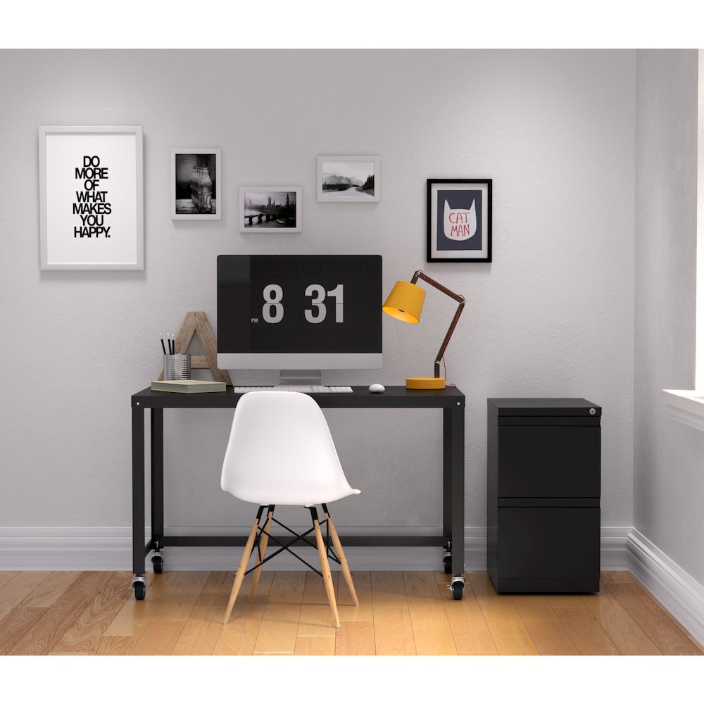 Hirsh 20" Deep Mobile Pedestal File Cabinet 2 Drawer File-File, Black. Picture 6