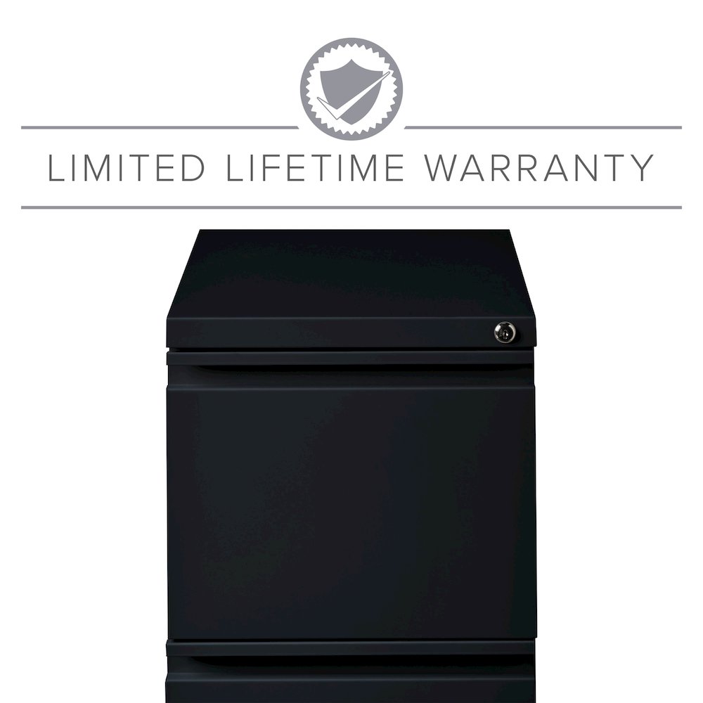 Hirsh 20" Deep Mobile Pedestal File Cabinet 2 Drawer File-File, Black. Picture 17