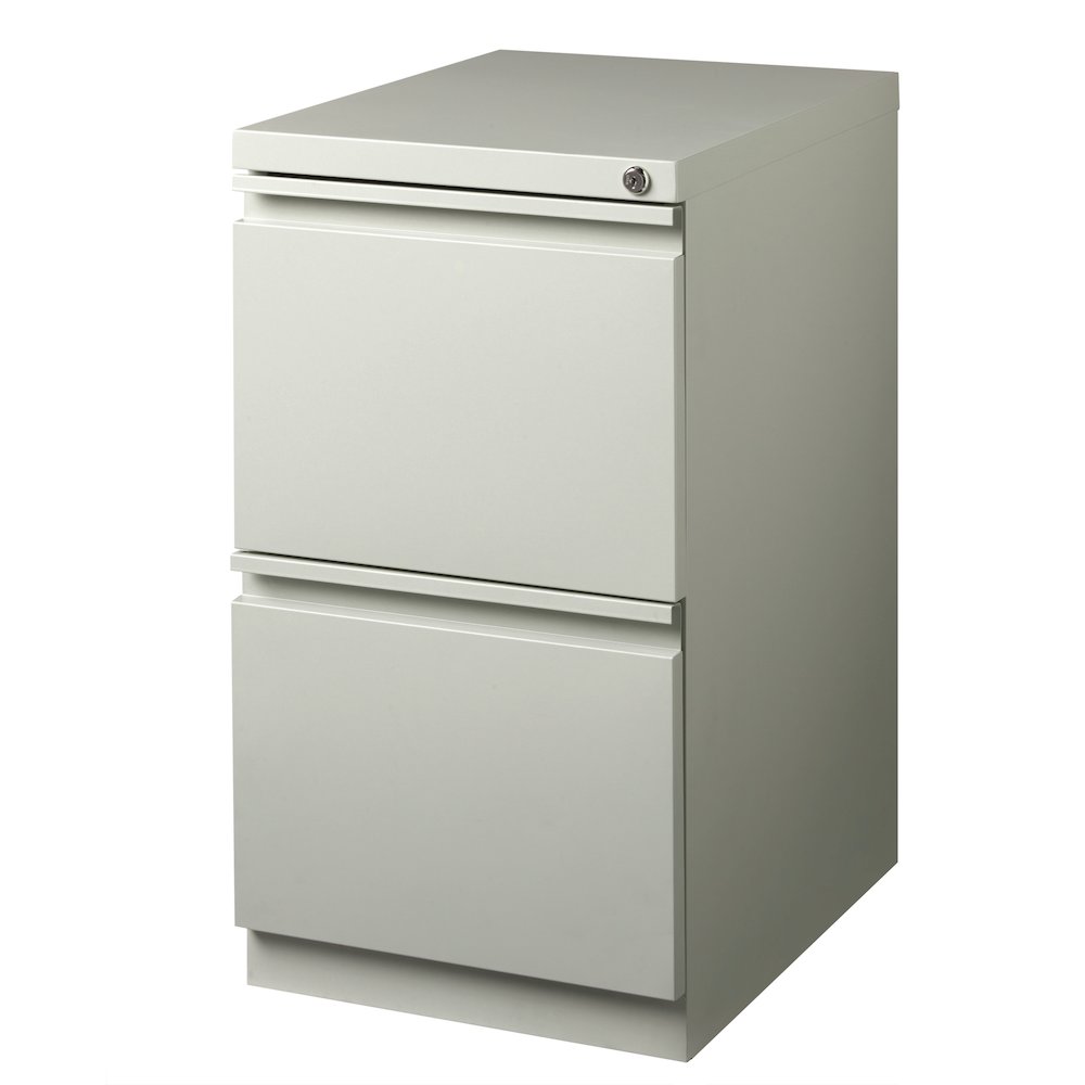 Hirsh 20" Deep Mobile Pedestal File Cabinet 2 Drawer File-File, Light Gray. Picture 2