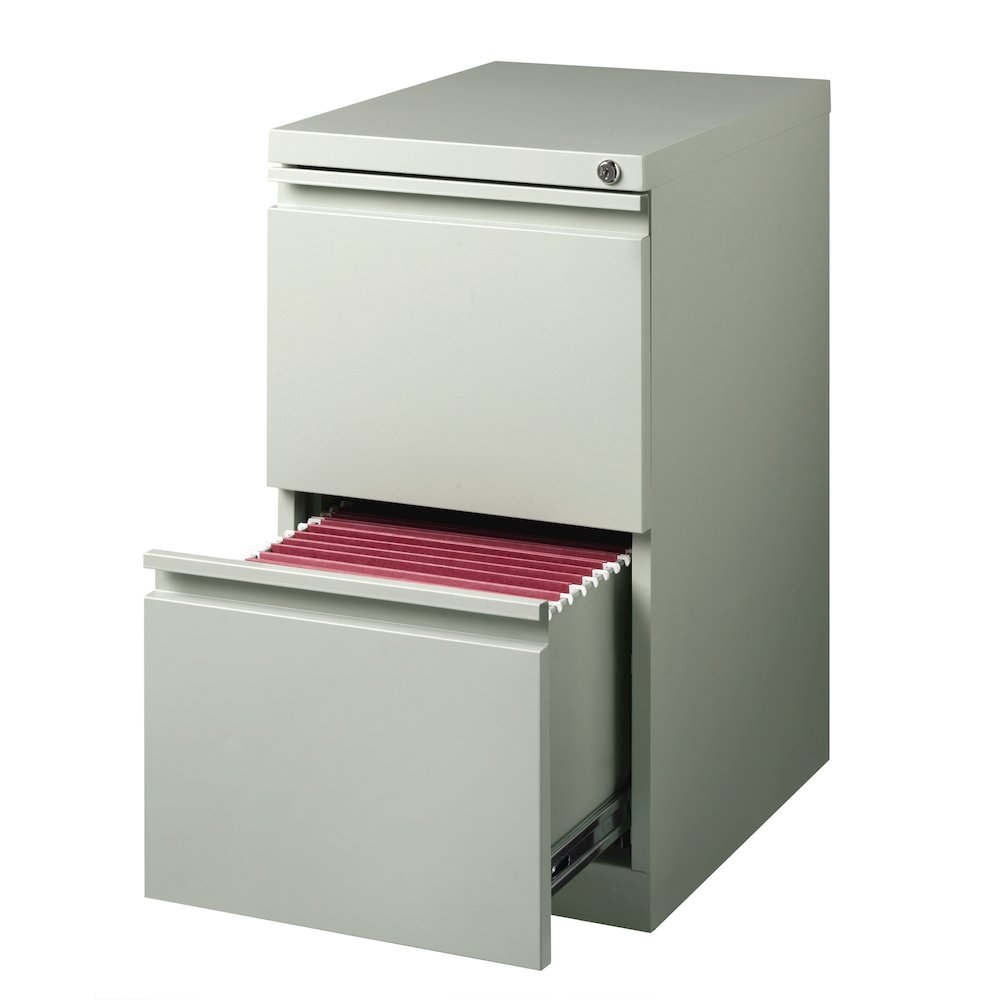 Hirsh 20" Deep Mobile Pedestal File Cabinet 2 Drawer File-File, Light Gray. Picture 3