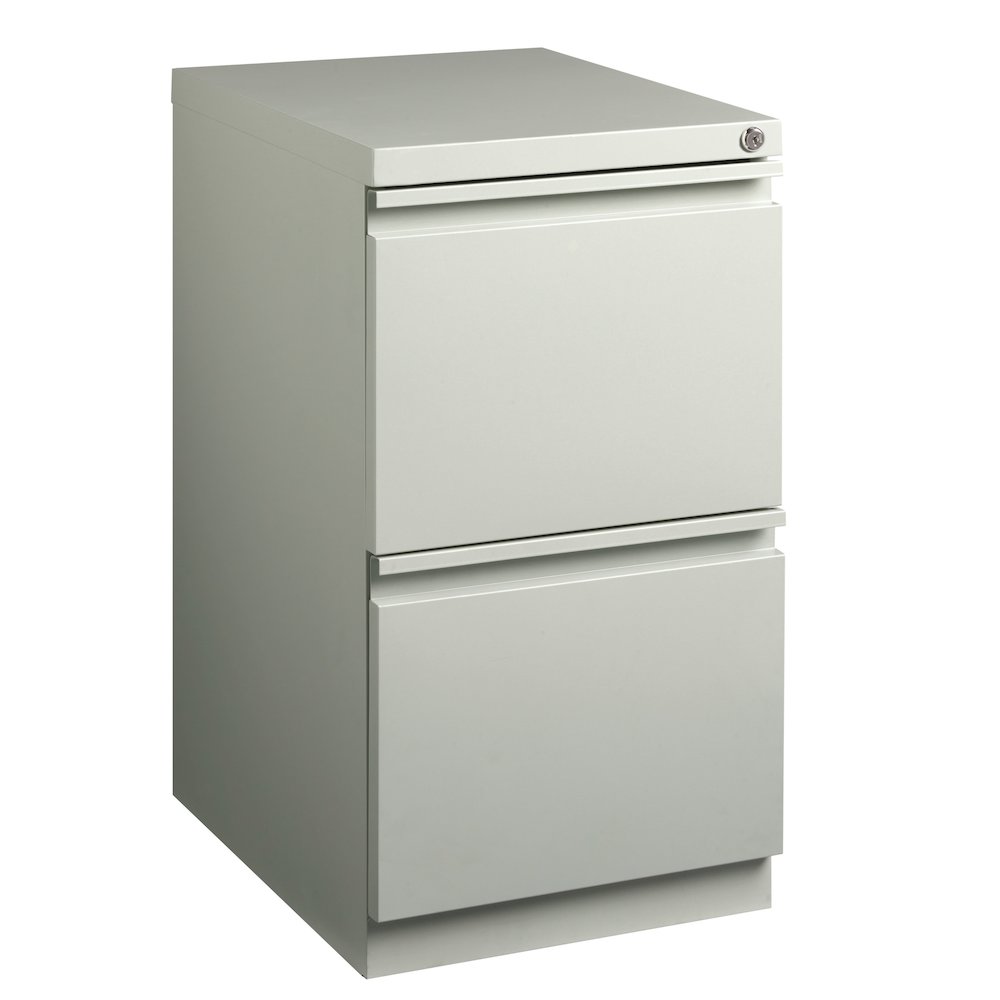 Hirsh 20" Deep Mobile Pedestal File Cabinet 2 Drawer File-File, Light Gray. Picture 9