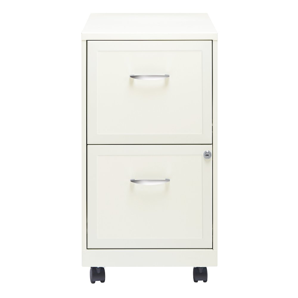 Space Solutions 18" Deep 2 Drawer Vertical File Cabinet, Pearl White. Picture 1