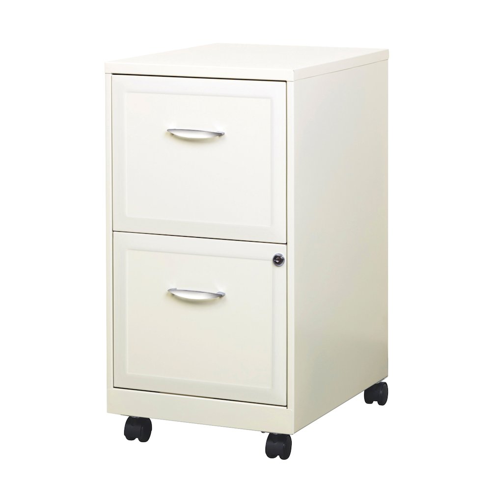 Space Solutions 18" Deep 2 Drawer Vertical File Cabinet, Pearl White. Picture 2