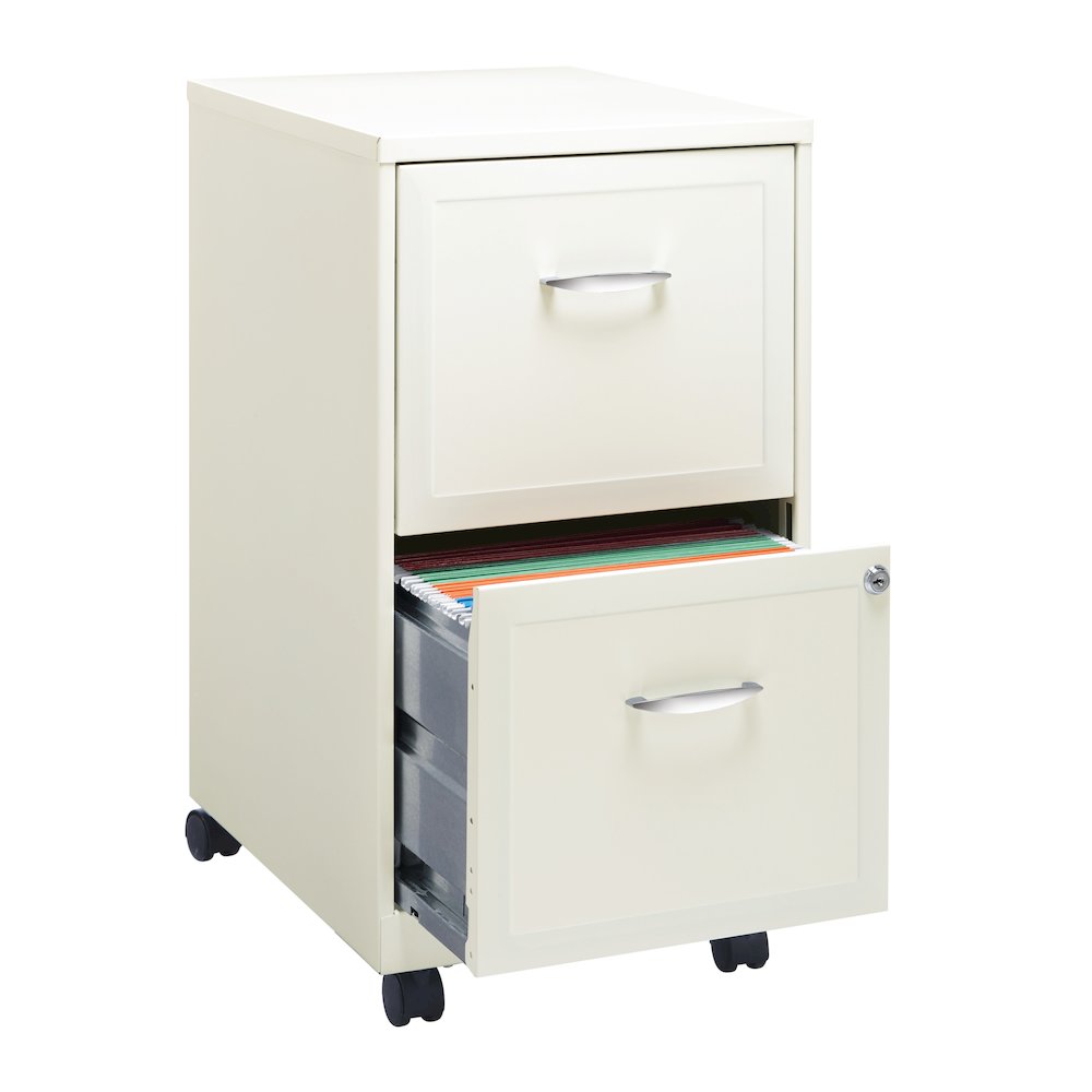 Space Solutions 18" Deep 2 Drawer Vertical File Cabinet, Pearl White. Picture 3