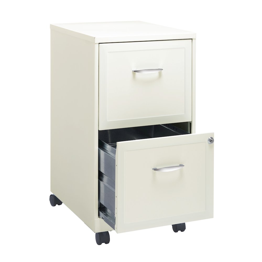 Space Solutions 18" Deep 2 Drawer Vertical File Cabinet, Pearl White. Picture 4