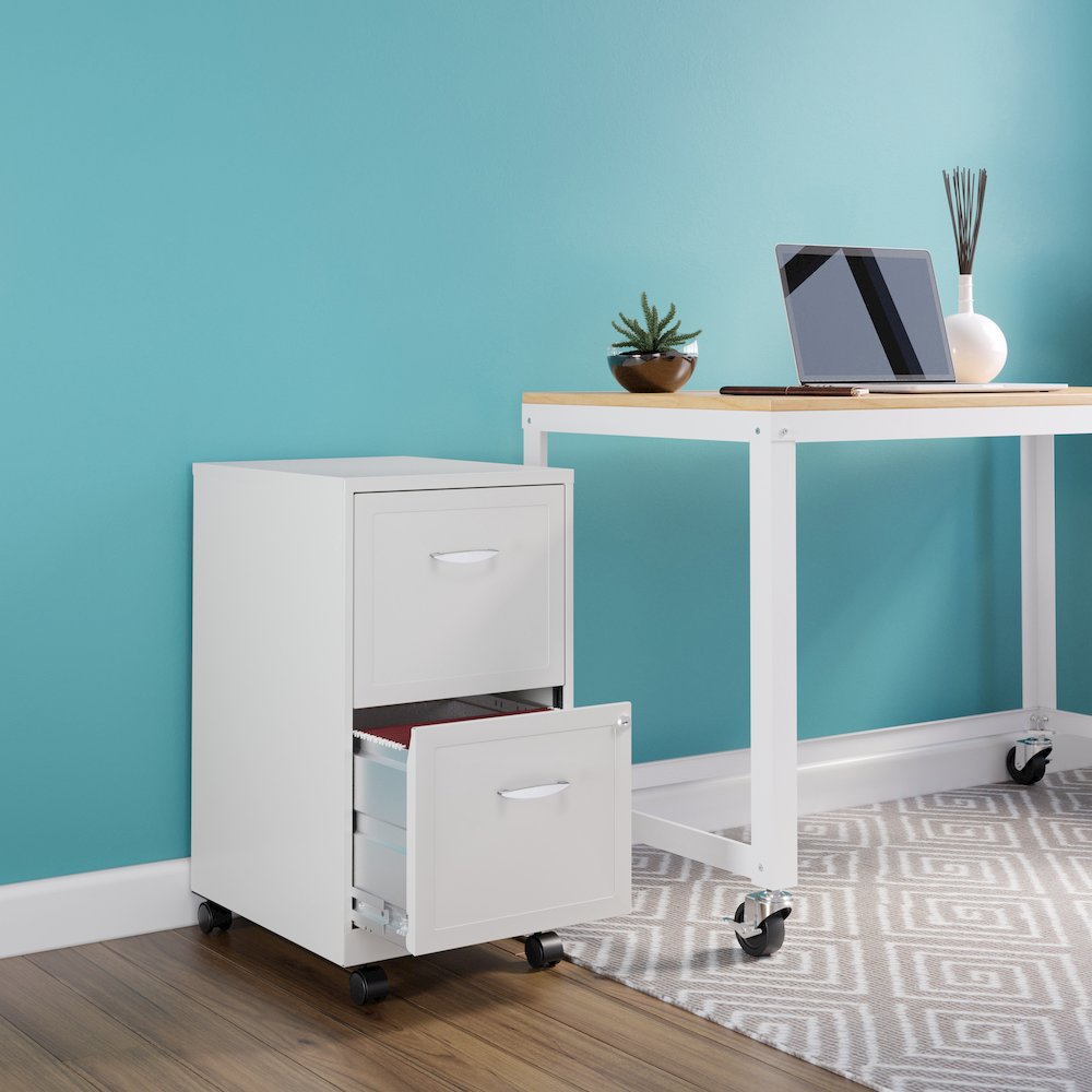 Space Solutions 18" Deep 2 Drawer Vertical File Cabinet, Pearl White. Picture 6