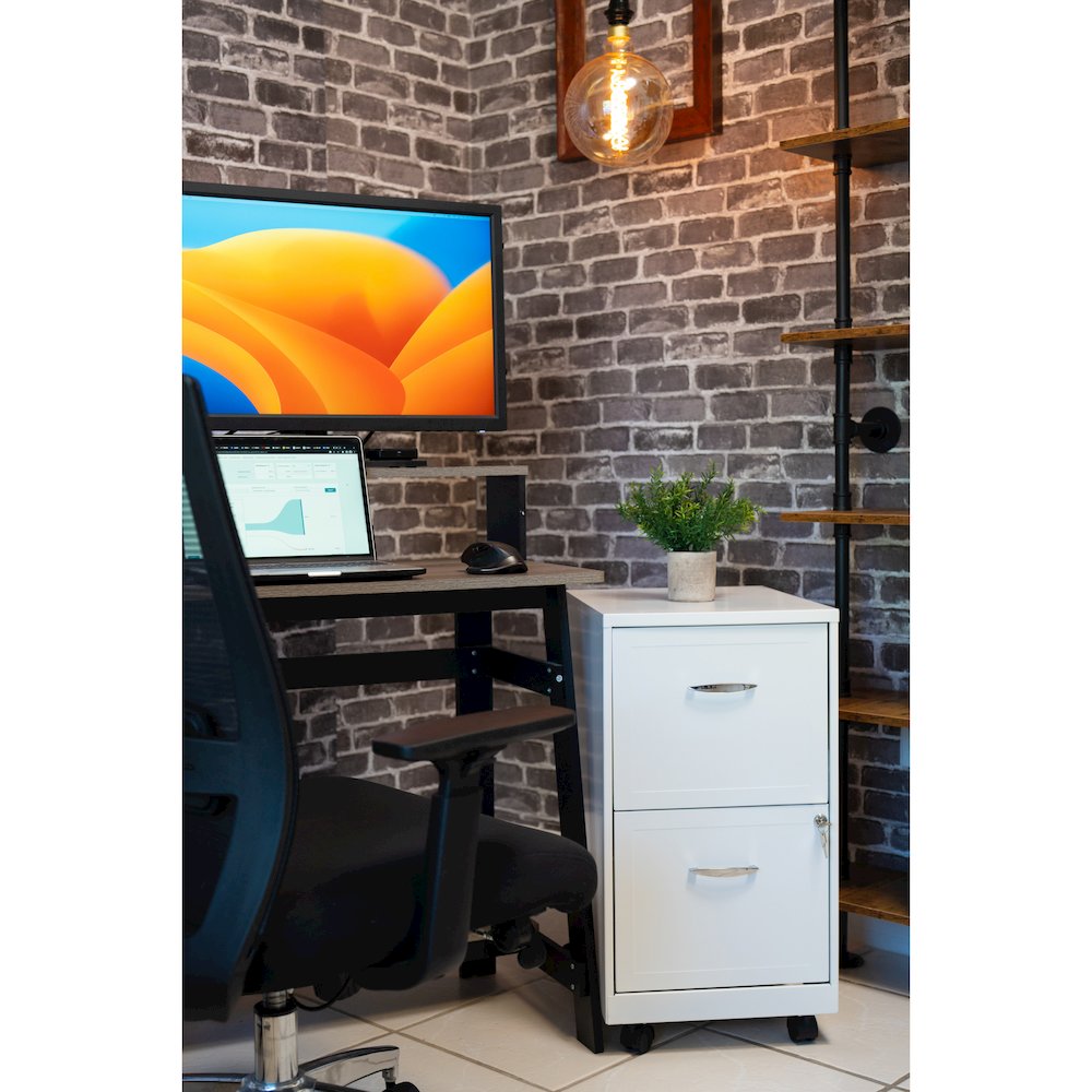 Space Solutions 18" Deep 2 Drawer Vertical File Cabinet, Pearl White. Picture 9