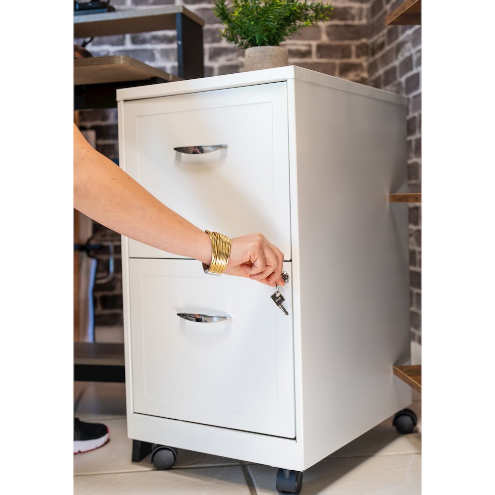 Space Solutions 18" Deep 2 Drawer Vertical File Cabinet, Pearl White. Picture 10