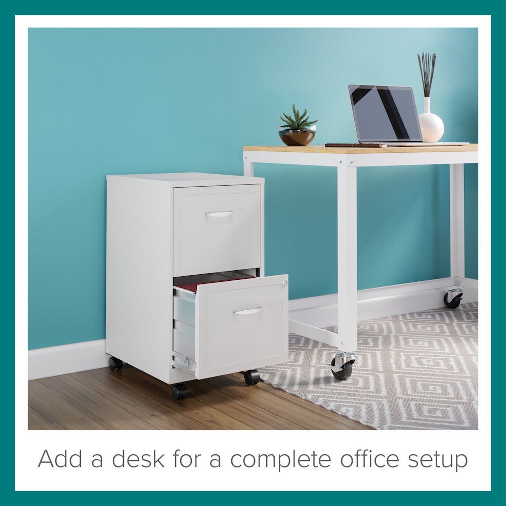Space Solutions 18" Deep 2 Drawer Vertical File Cabinet, Pearl White. Picture 13