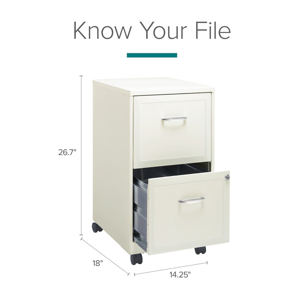 Space Solutions 18" Deep 2 Drawer Vertical File Cabinet, Pearl White. Picture 14