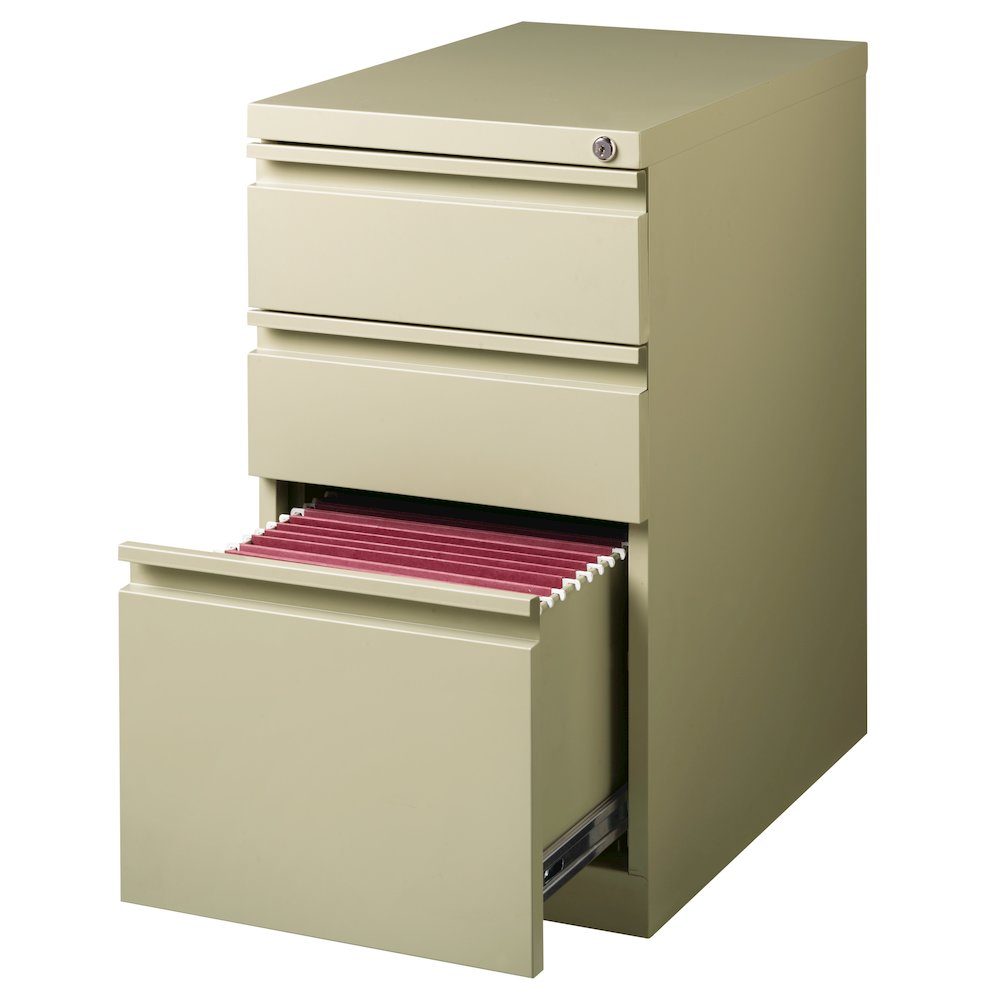 Hirsh 23" Deep Mobile Pedestal File Cabinet 3 Drawer Box-Box-File, Putty. Picture 3