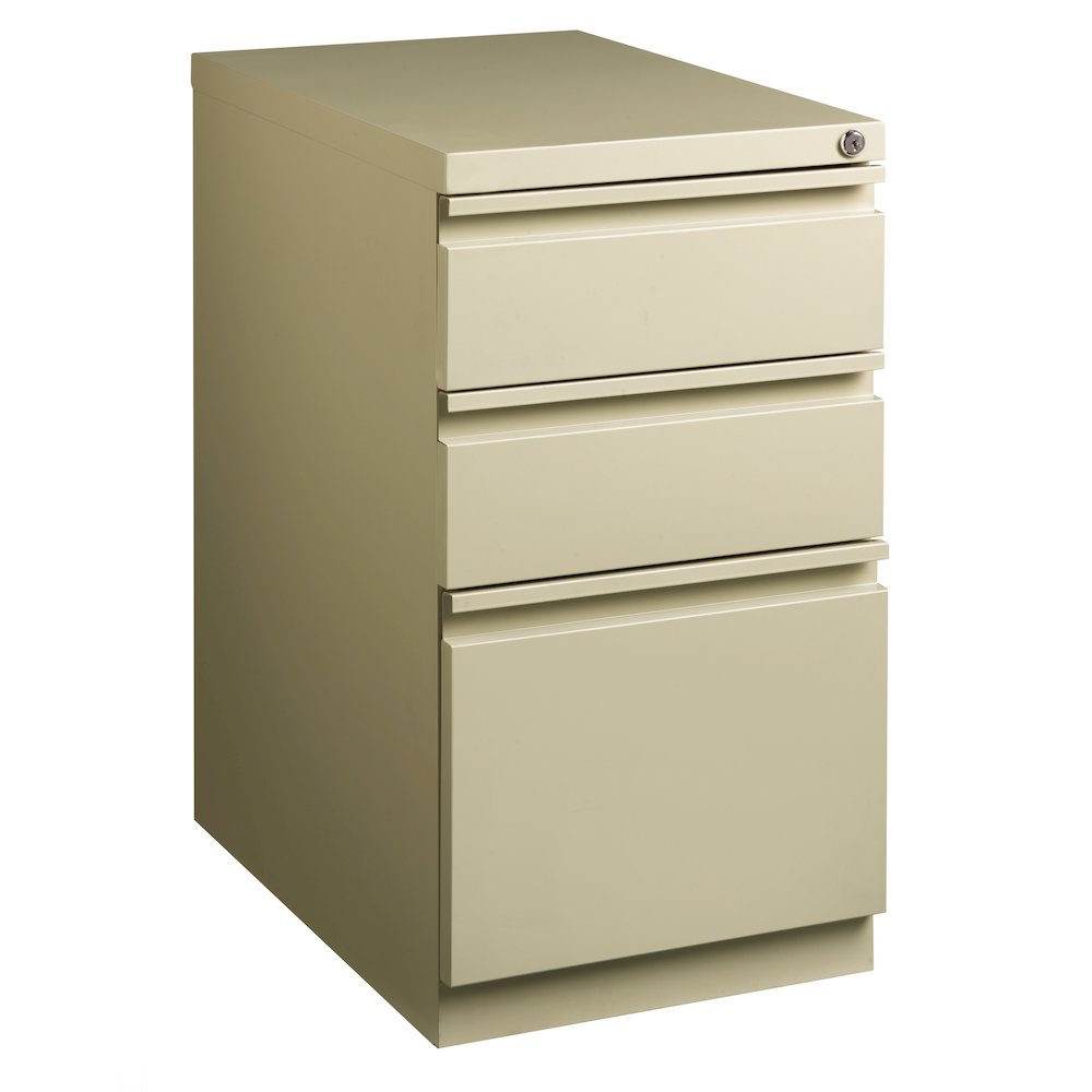 Hirsh 23" Deep Mobile Pedestal File Cabinet 3 Drawer Box-Box-File, Putty. Picture 8