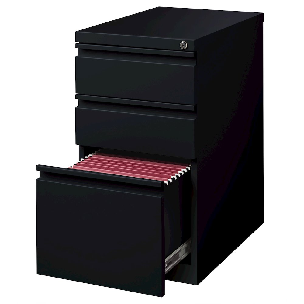 Hirsh 23" Deep Mobile Pedestal File Cabinet 3 Drawer Box-Box-File, Black. Picture 3