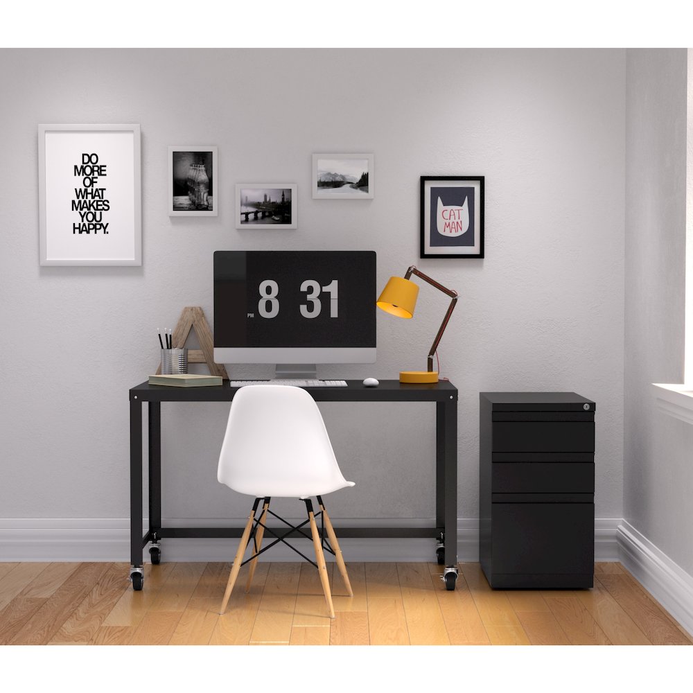 Hirsh 23" Deep Mobile Pedestal File Cabinet 3 Drawer Box-Box-File, Black. Picture 7