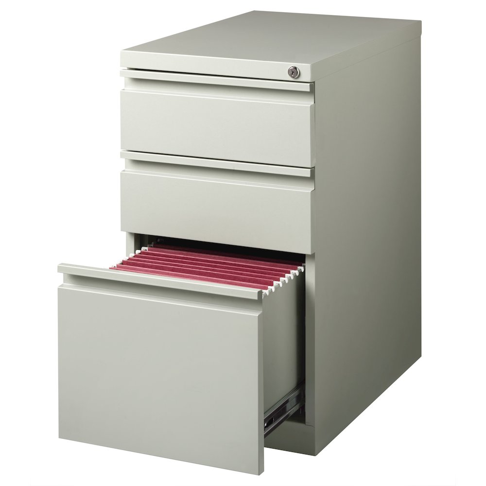 Hirsh 23" Deep Mobile Pedestal File Cabinet 3 Drawer Box-Box-File, Light Gray. Picture 3