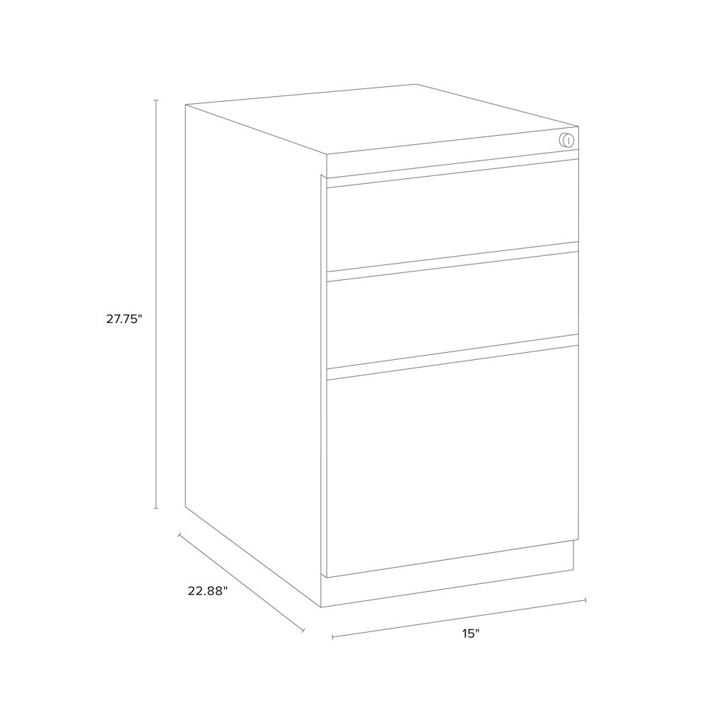 Hirsh 23" Deep Mobile Pedestal File Cabinet 3 Drawer Box-Box-File, Light Gray. Picture 2