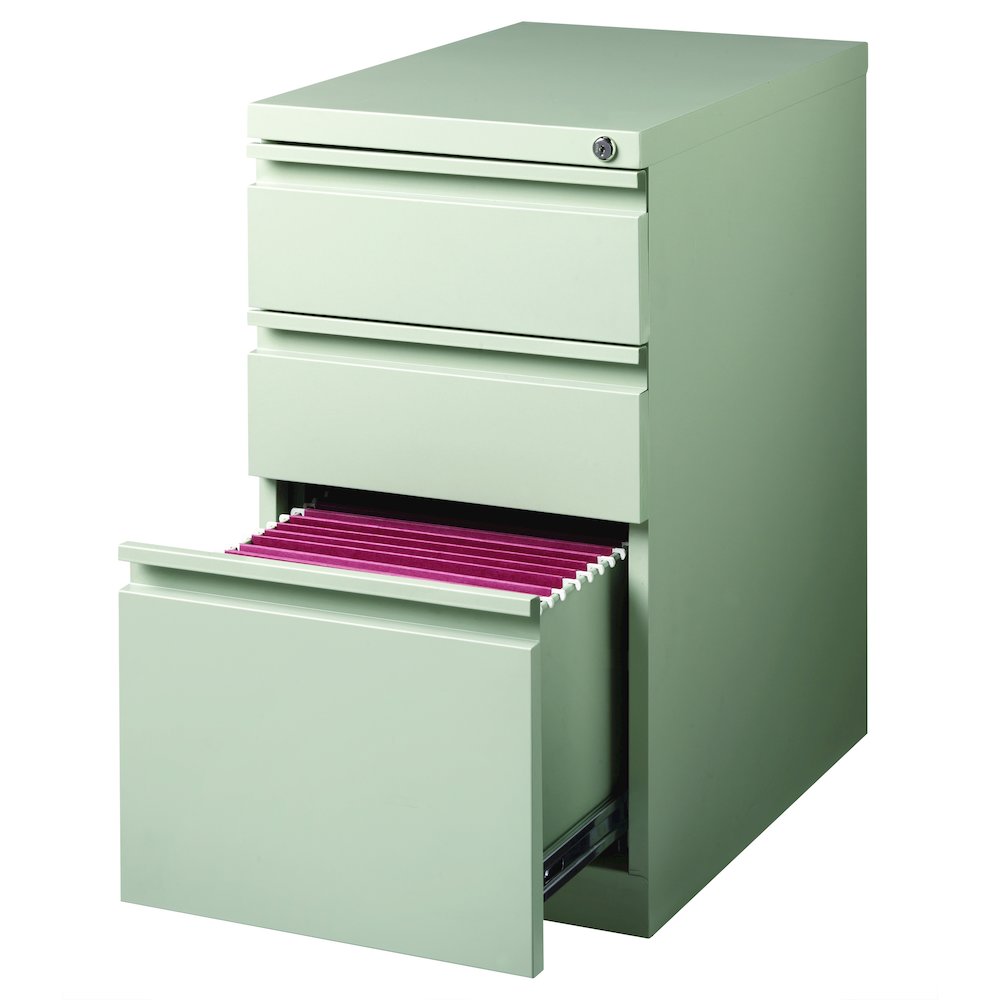 Hirsh 23" Deep Mobile Pedestal File Cabinet 3 Drawer Box-Box-File, Light Gray. Picture 5