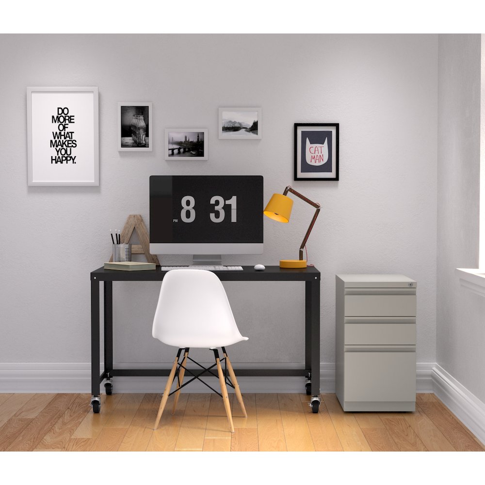 Hirsh 23" Deep Mobile Pedestal File Cabinet 3 Drawer Box-Box-File, Light Gray. Picture 7