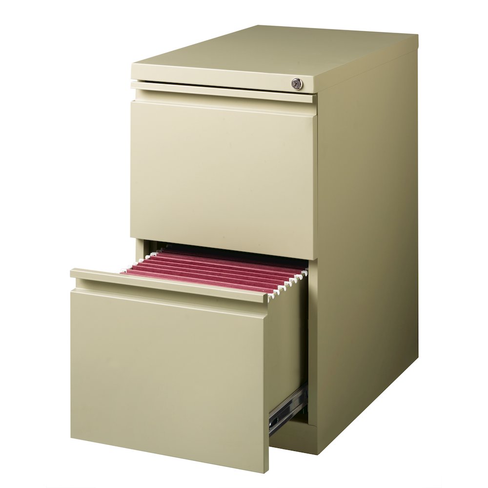 Hirsh 23" Deep Mobile Pedestal File Cabinet 2 Drawer File-File, Putty. Picture 3
