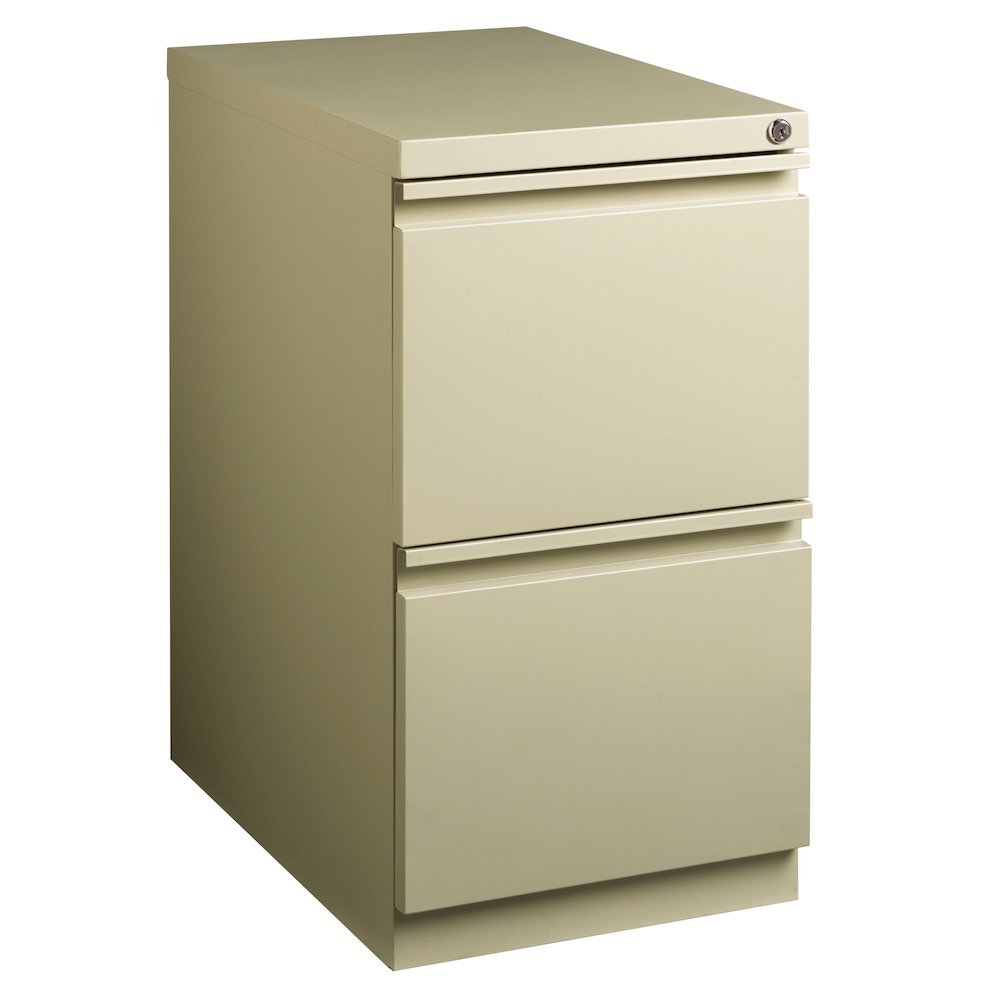 Hirsh 23" Deep Mobile Pedestal File Cabinet 2 Drawer File-File, Putty. Picture 9