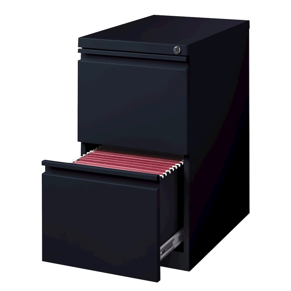 Hirsh 23" Deep Mobile Pedestal File Cabinet 2 Drawer File-File, Black. Picture 3