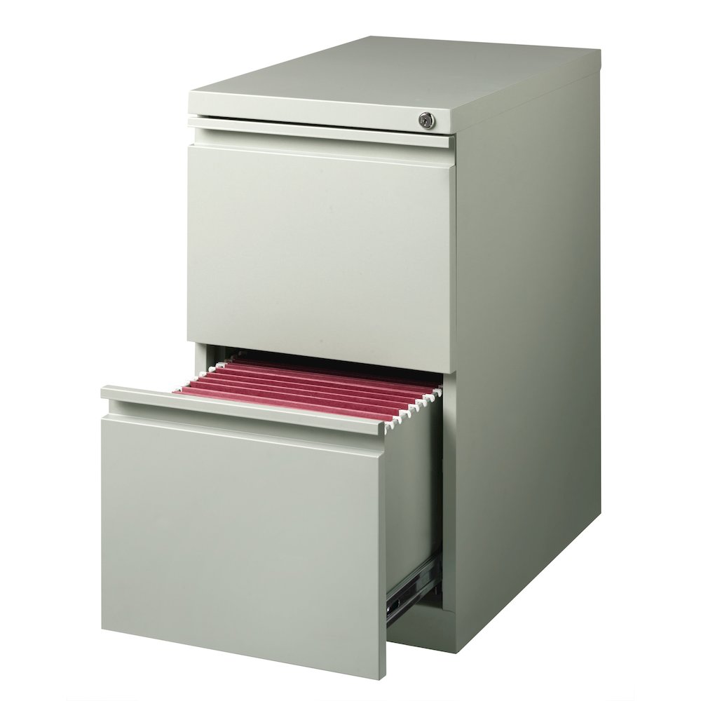 Hirsh 23" Deep Mobile Pedestal File Cabinet 2 Drawer File-File, Light Gray. Picture 3