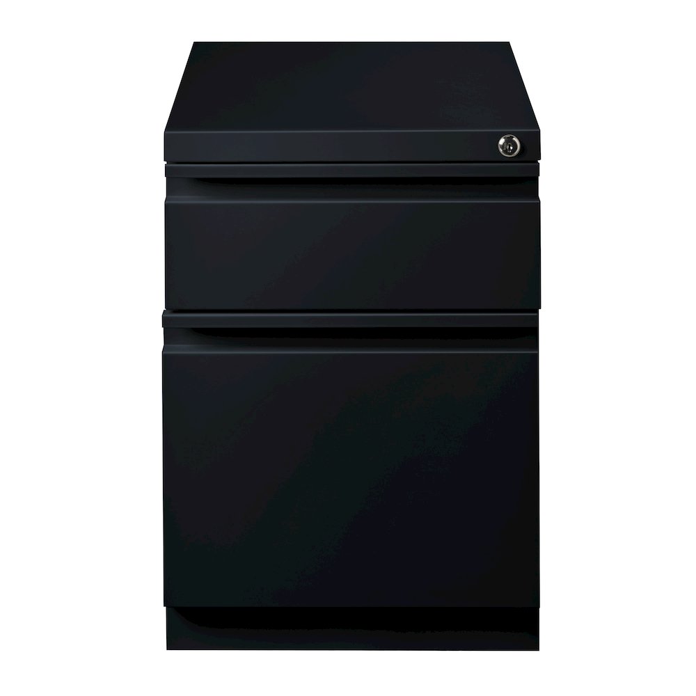 Hirsh 20" Deep Mobile Pedestal File Cabinet 2 Drawer Box-File, Black. Picture 1