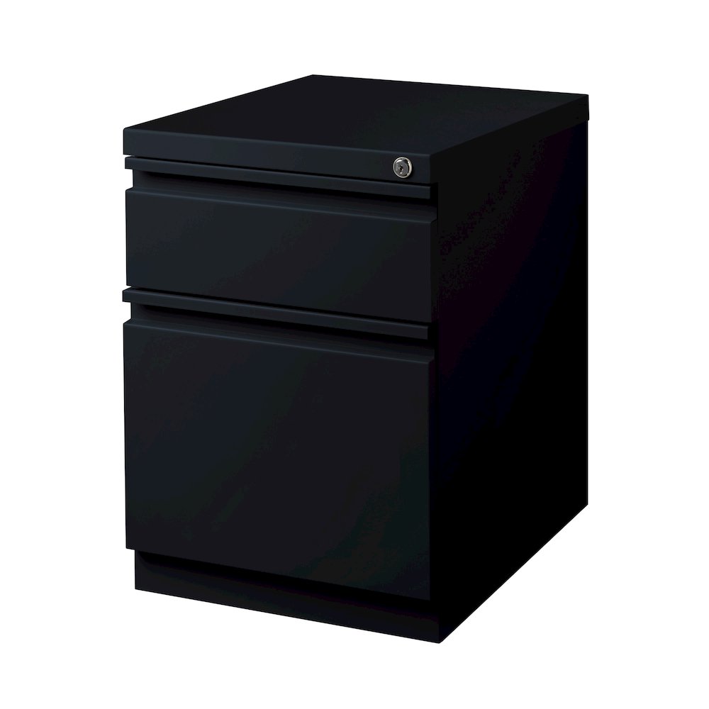 Hirsh 20" Deep Mobile Pedestal File Cabinet 2 Drawer Box-File, Black. Picture 4