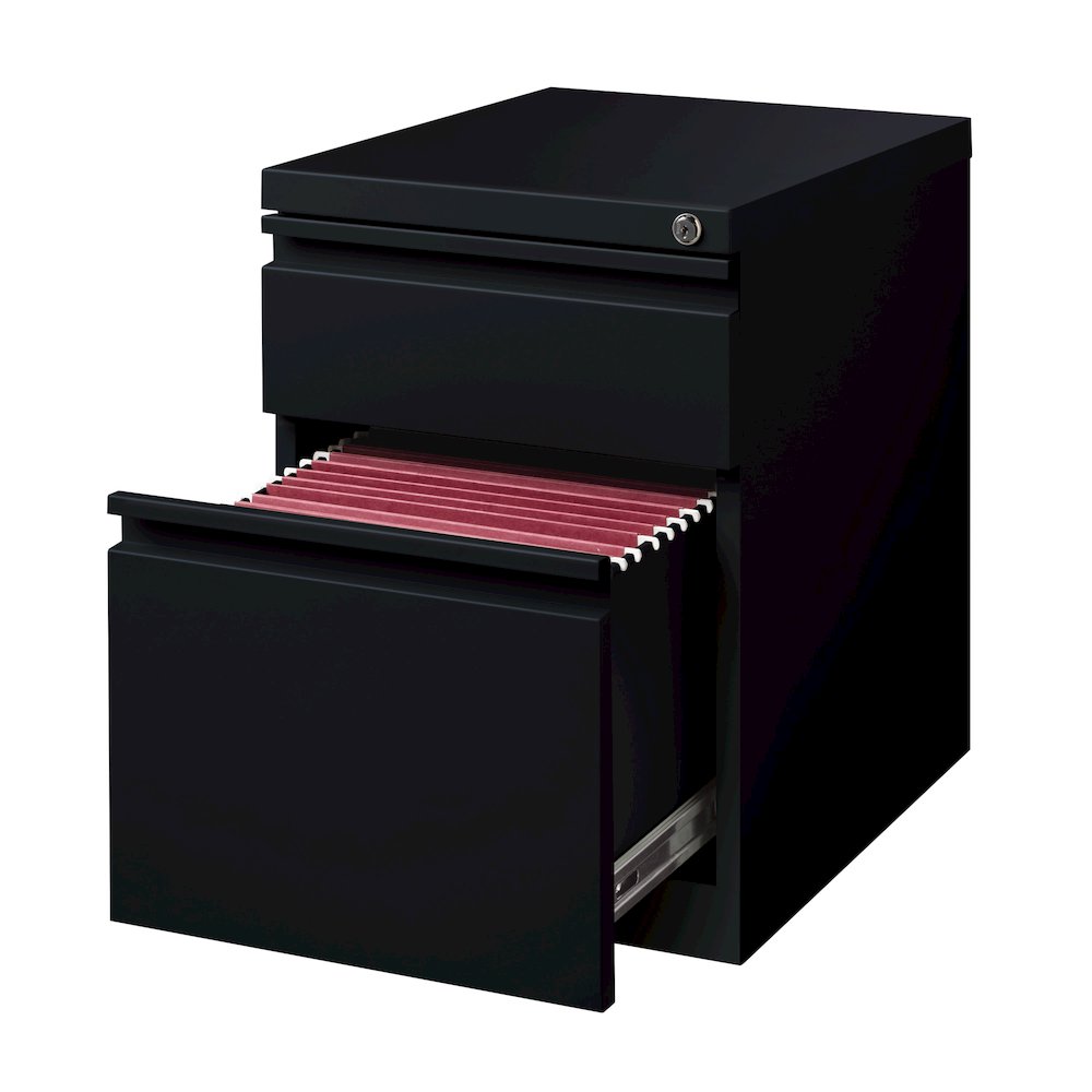 Hirsh 20" Deep Mobile Pedestal File Cabinet 2 Drawer Box-File, Black. Picture 2