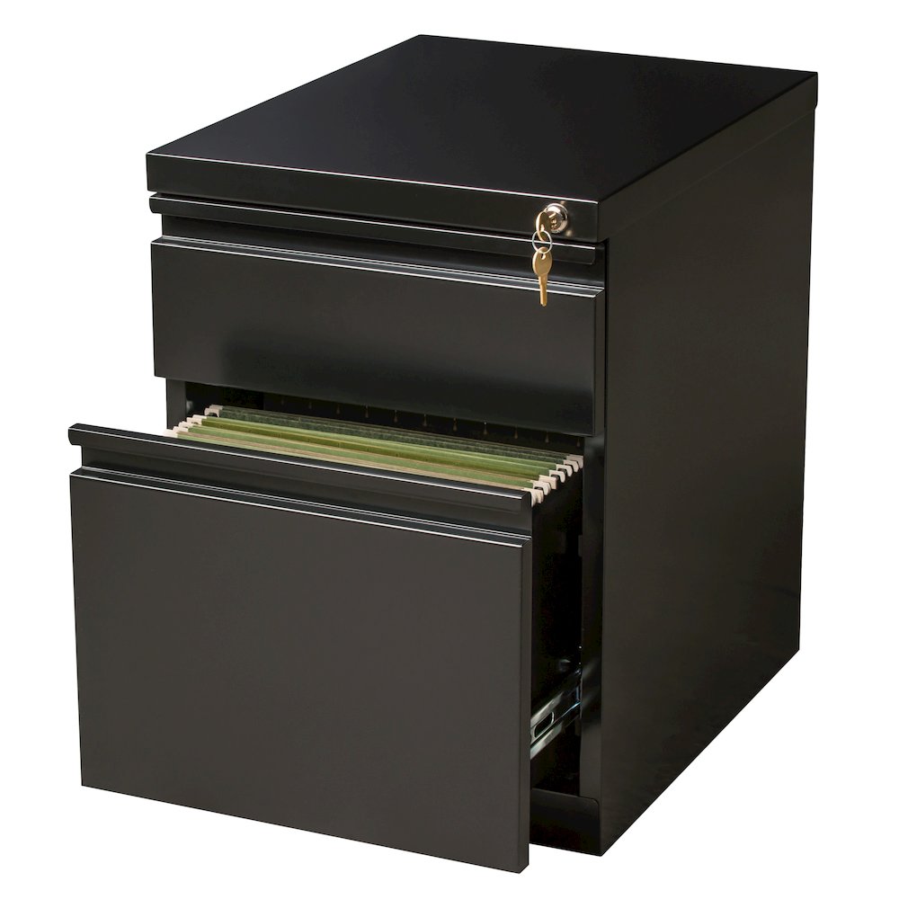 Hirsh 20" Deep Mobile Pedestal File Cabinet 2 Drawer Box-File, Black. Picture 3