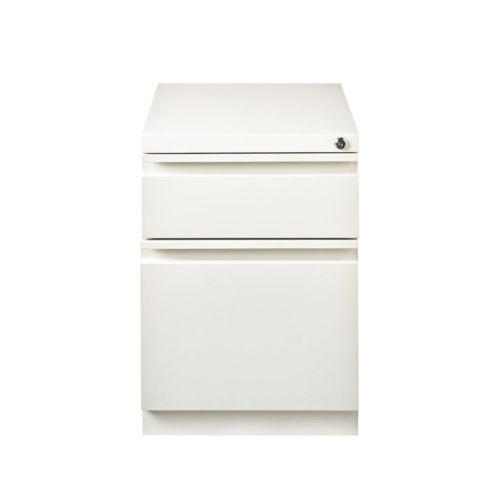 Hirsh 20" Deep Mobile Pedestal File Cabinet 2 Drawer Box-File, White. Picture 1