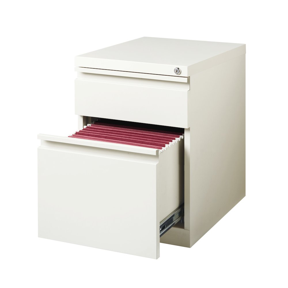Hirsh 20" Deep Mobile Pedestal File Cabinet 2 Drawer Box-File, White. Picture 3