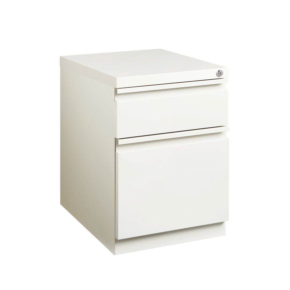 Hirsh 20" Deep Mobile Pedestal File Cabinet 2 Drawer Box-File, White. Picture 8