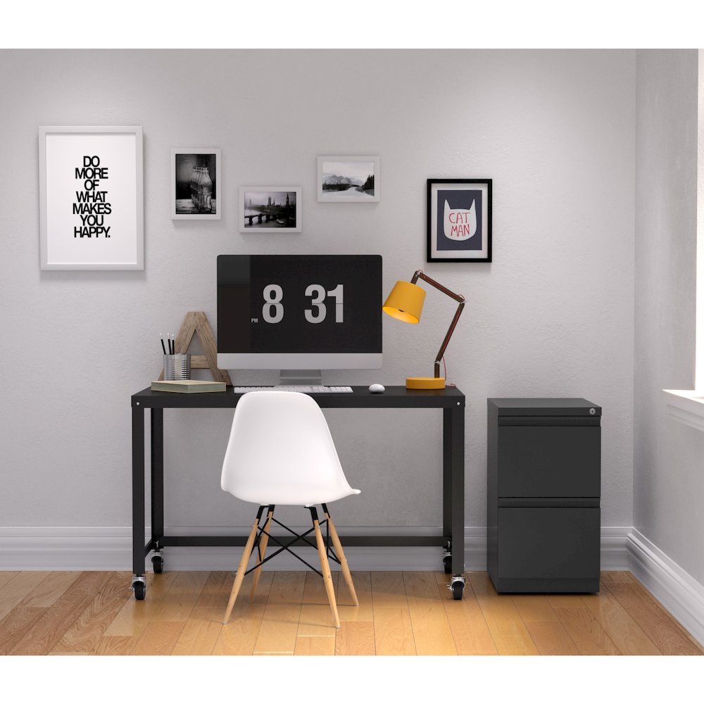 Hirsh 20" Deep Mobile Pedestal File Cabinet 2 Drawer File-File, Charcoal. Picture 6