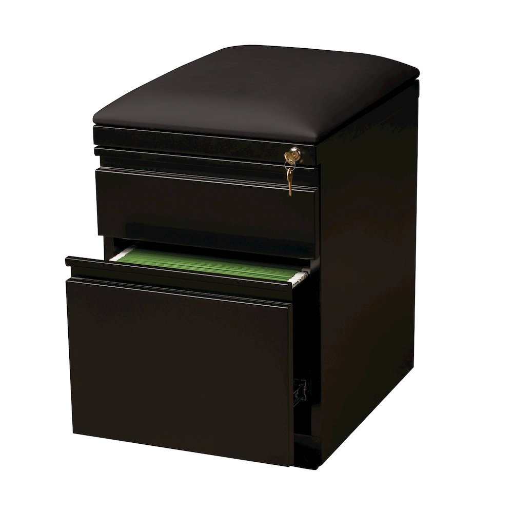Hirsh 20 inch Deep Mobile Pedestal File Cabinet 2 Drawer Box-File Black/Black. Picture 2