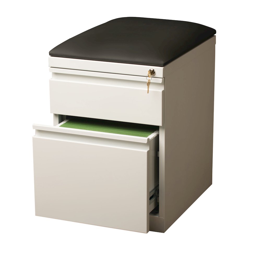 Hirsh 20 inch Deep Mobile Pedestal File Cabinet 2 Drawer Box-File White/Black. Picture 6