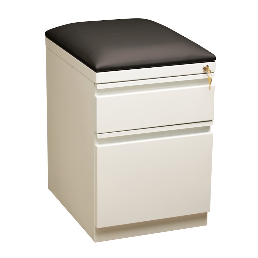 Hirsh 20 inch Deep Mobile Pedestal File Cabinet 2 Drawer Box-File White/Black. Picture 10