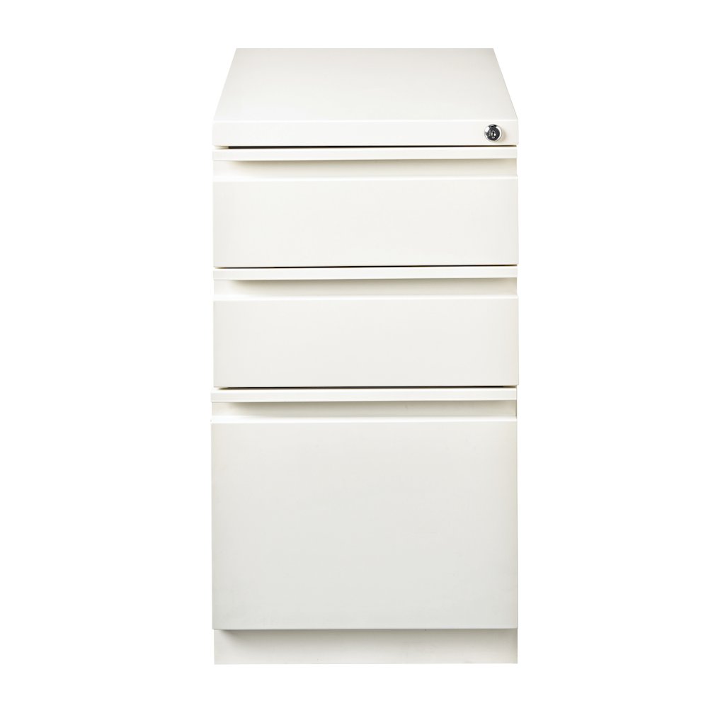 Hirsh 20" Deep Mobile Pedestal File Cabinet 3 Drawer Box-Box-File, White. Picture 1