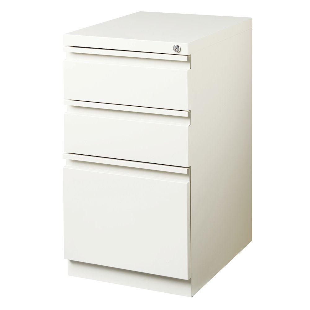 Hirsh 20" Deep Mobile Pedestal File Cabinet 3 Drawer Box-Box-File, White. Picture 2